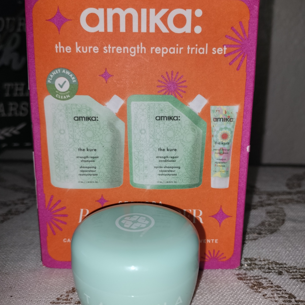 Amika The Kure Strength Hair Repair Set with Tatcha Water Cream!